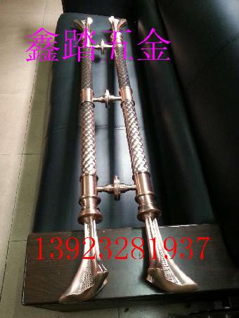 酒店大门全铜拉手,高档铜拉手CAD来图定做