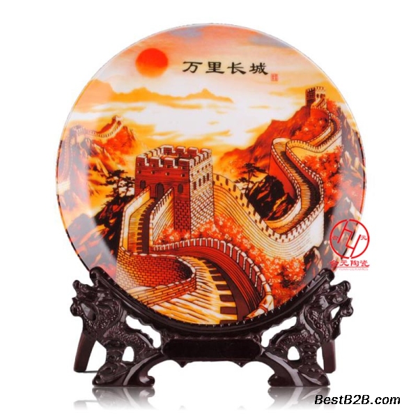澳门回归20周年纪念礼品陶瓷圆盘纪念盘定做