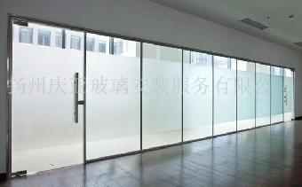 扬州文昌中路钢化玻璃门办公室隔断墙定做安装《庆亚》