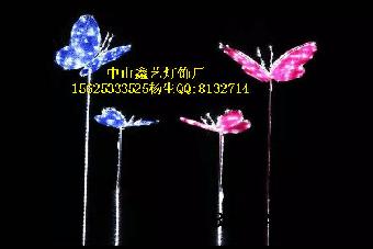 草坪LED蝴蝶 灯光蝴蝶造型 彩色蝴蝶